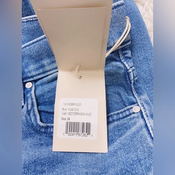 NWT Mother The Dodger Flood In Denim-Medium In Mediterranean Muse